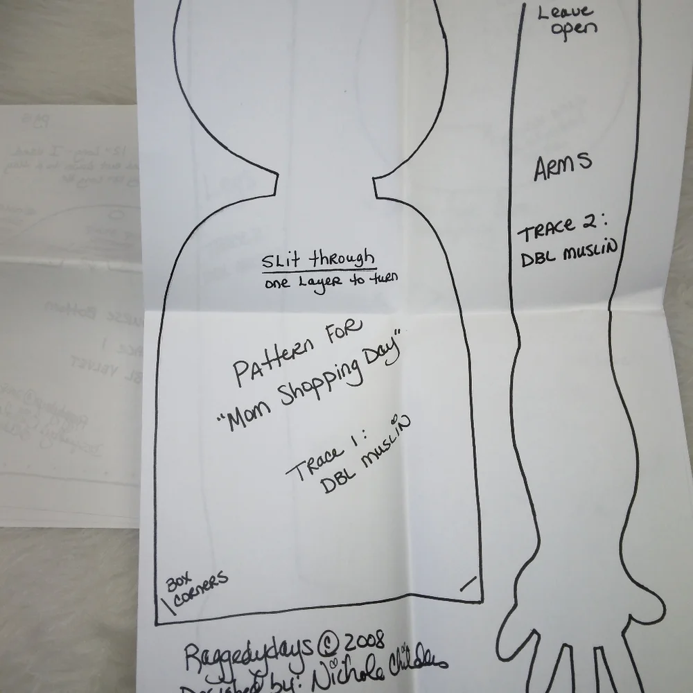 PATTERN Raggedy 4Days #107 Geraldine I Love To Shop Doll And Accessories